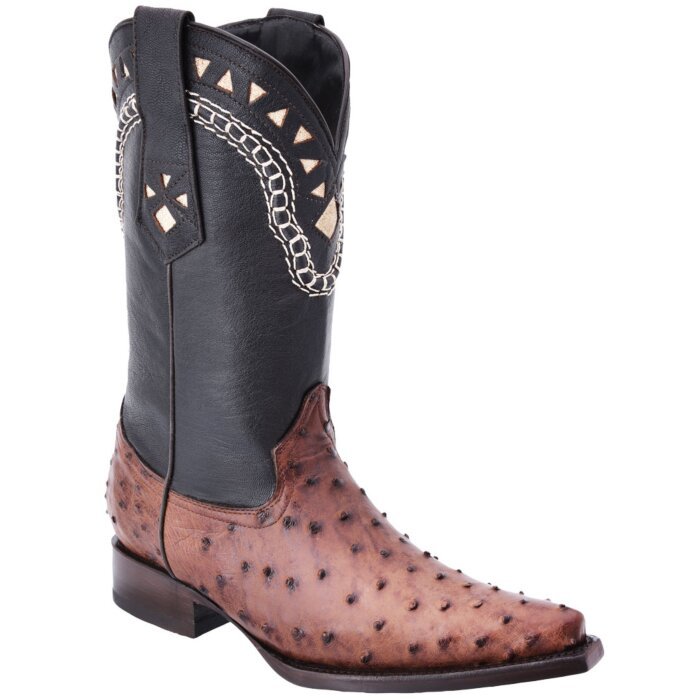 Bota Vaquera De Avestruz Horma 3X Color Nicotine WD 11-033
