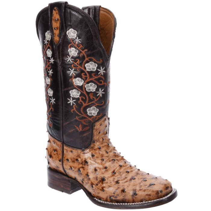 Bota Vaquera De Mujer Grabado Avestruz Rustico WD 11-499