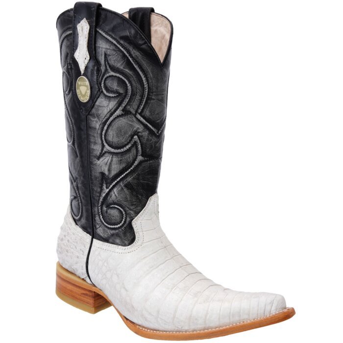 Botas Vaqueras Coco Belly Glaseada Para Hombre WD 11-063 Hueso-Plata