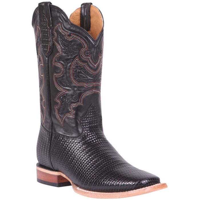 Botas Rodeo Tejido Grabado El General 41790 Color Negro