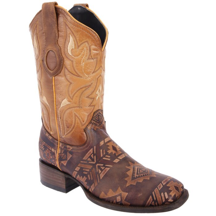 Botas Rodeo Piel Napa Color Café-Oro WD 11-340