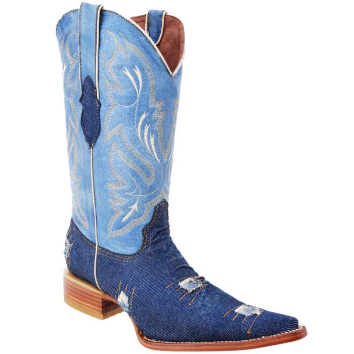 Botas Vaqueras De Mezclilla Color Azul 3X WD 11-140