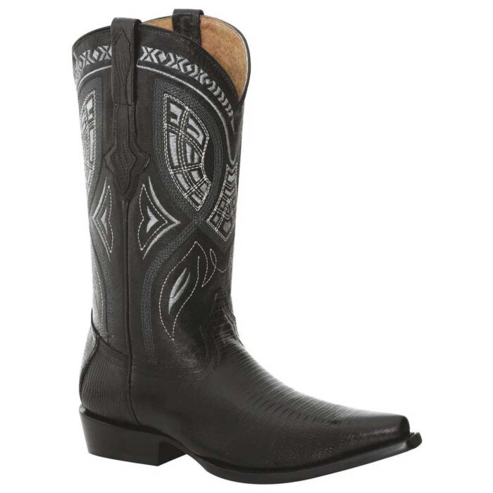 Botas Vaqueras Tradicionales Grabado Lizard 264-9344 Negras