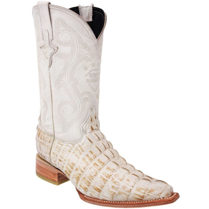 Botas Vaqueras Piel Grabada Caimán Cola Color Hueso WD 11-125