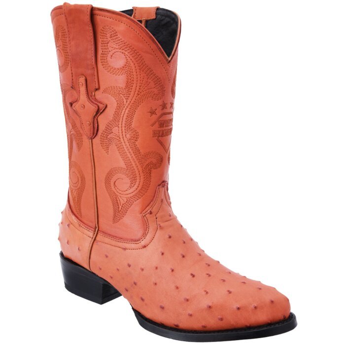 Botas Vaqueras Piel Imitación Avestruz Color Cognac WD 11-228