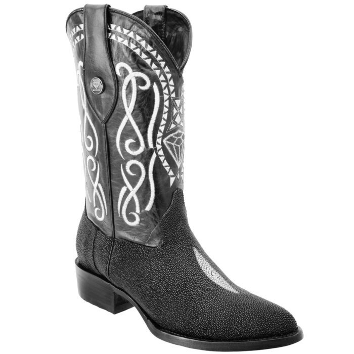 Botas Vaqueras Negras Mantarraya Perla Sencilla WD 11-194