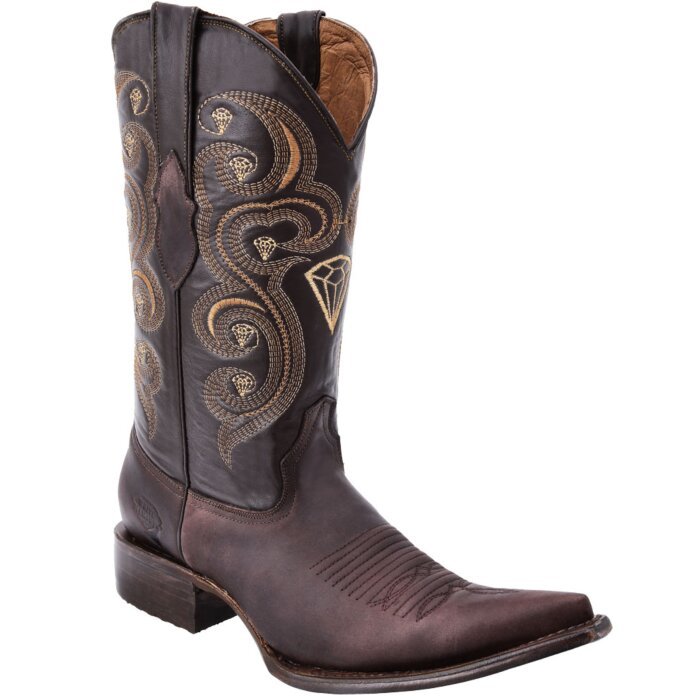 Botas Vaqueras Piel Crazy 3X Color Café WD 11-135
