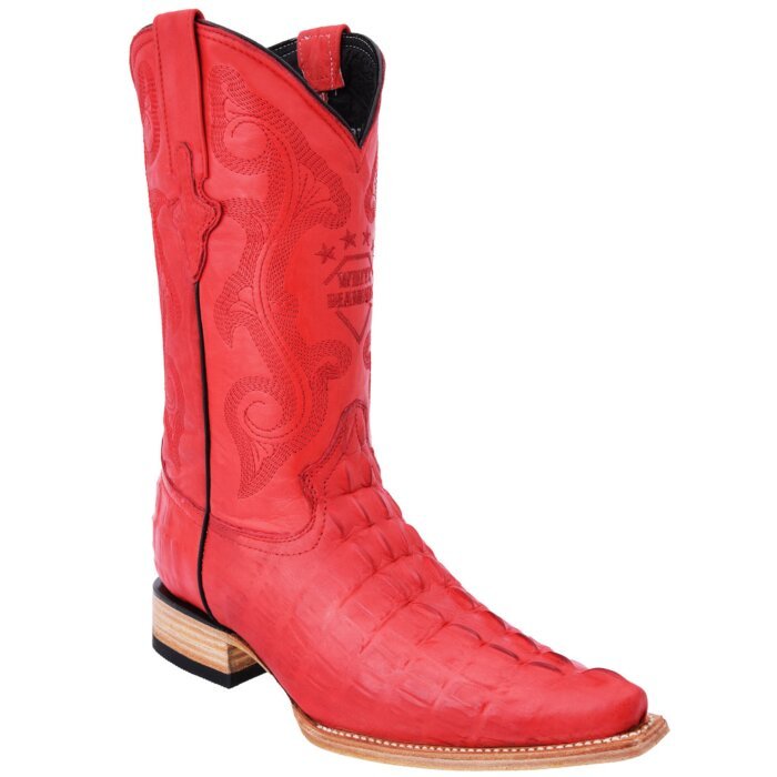 Botas Vaqueras Cowboy Rojas Grabado Caimán Cola WD 11-128