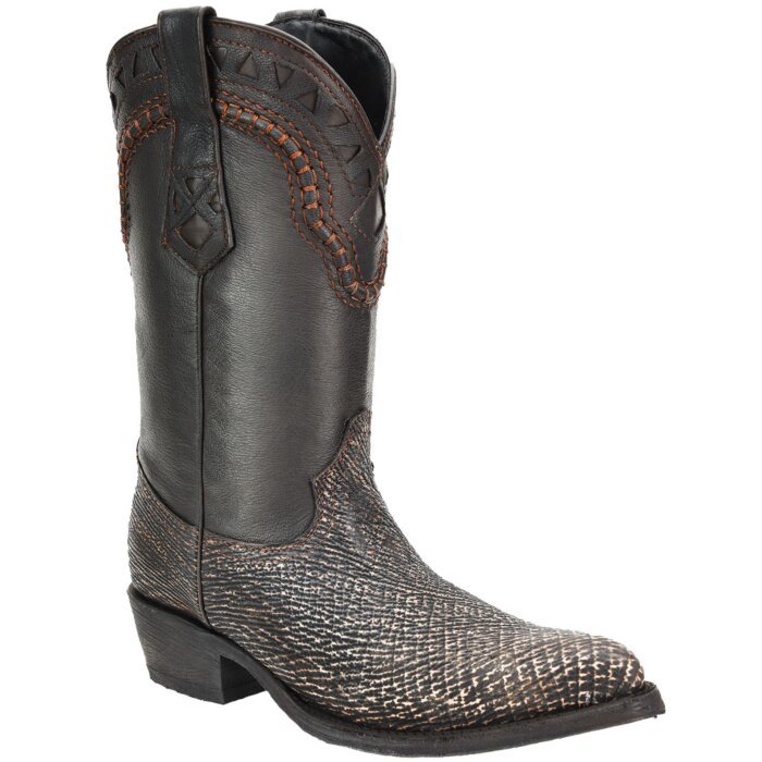 Botas Vaqueras Piel De Tiburón Color Café Horma 900 WD 11-225