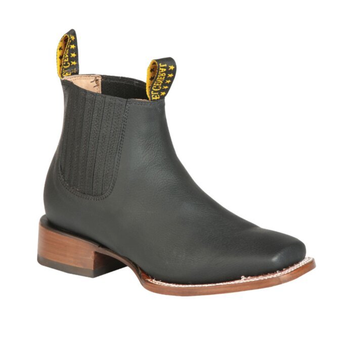 Botines Australiano Piel Cimarrón Color Negro Suela De Cuero