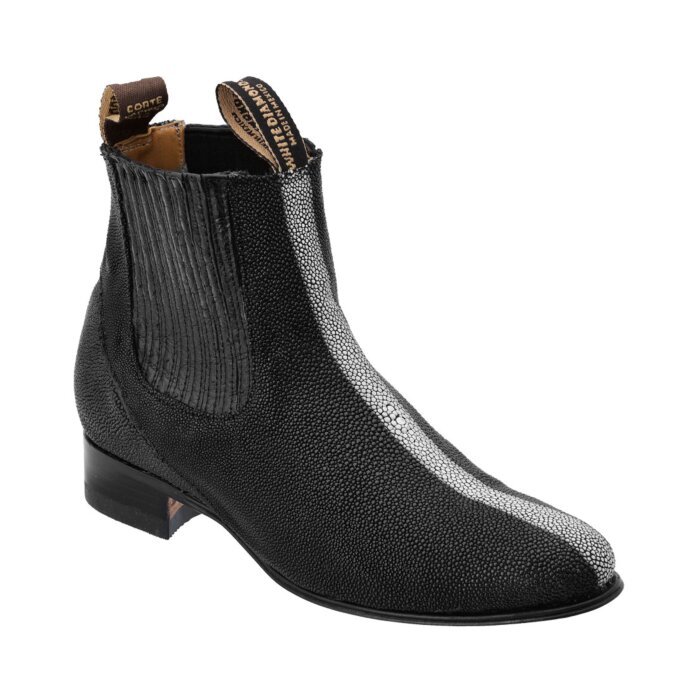 Botines Charros Mantarraya Perla Pulida Negro Tradicional WD 11-708