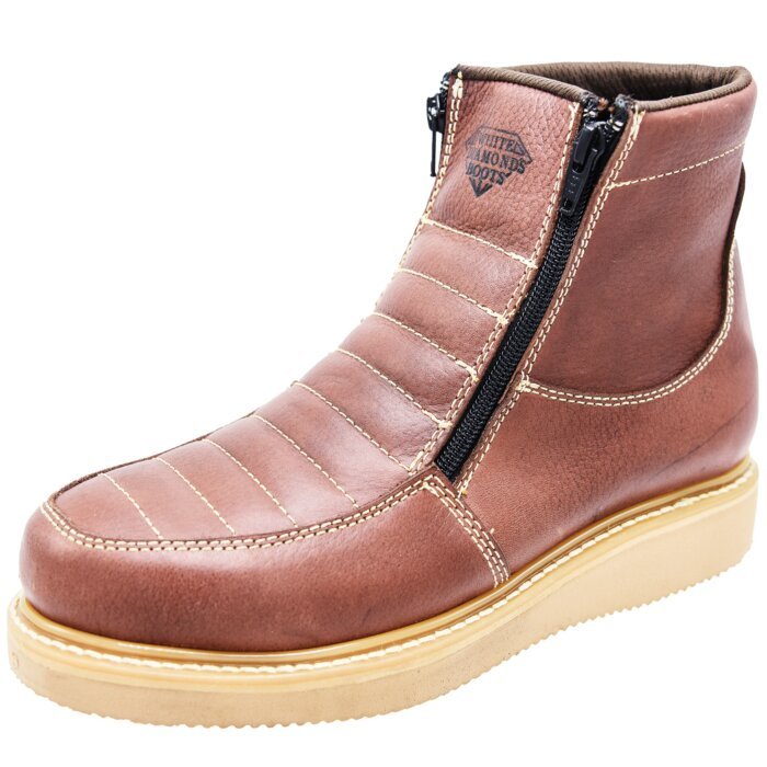Botines De Trabajo Con Cremalleras, Suela Mil Rayas Color Café WD 11-447