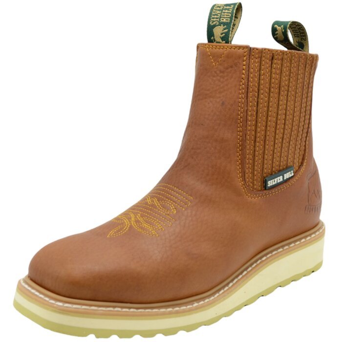 Botines De Trabajo Con Resortes Laterales SB3073 Color Tan
