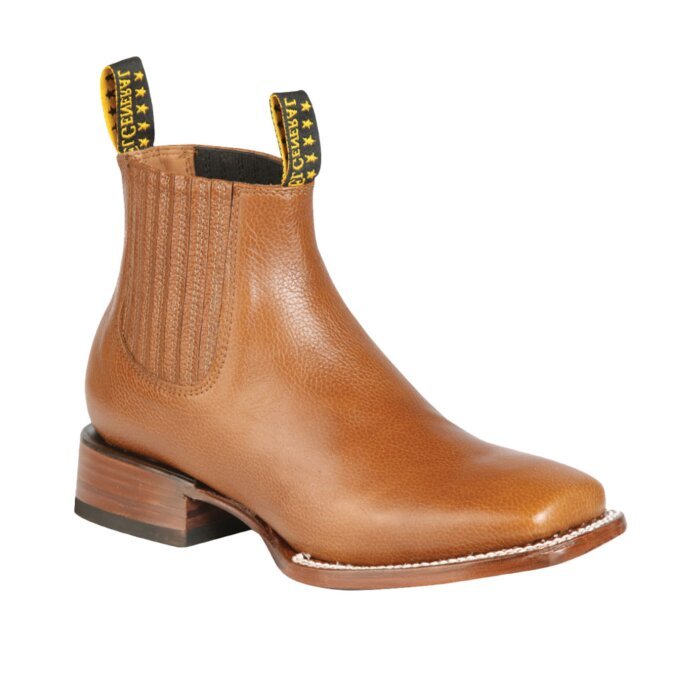 Botines Rodeo Piel Angara Lisa Color Copper Tan Suela De Cuero