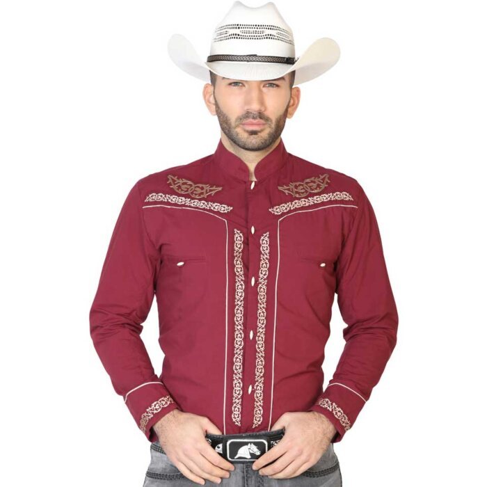 Camisa Charra El Señor De Los Cielos 42875 Color Vino