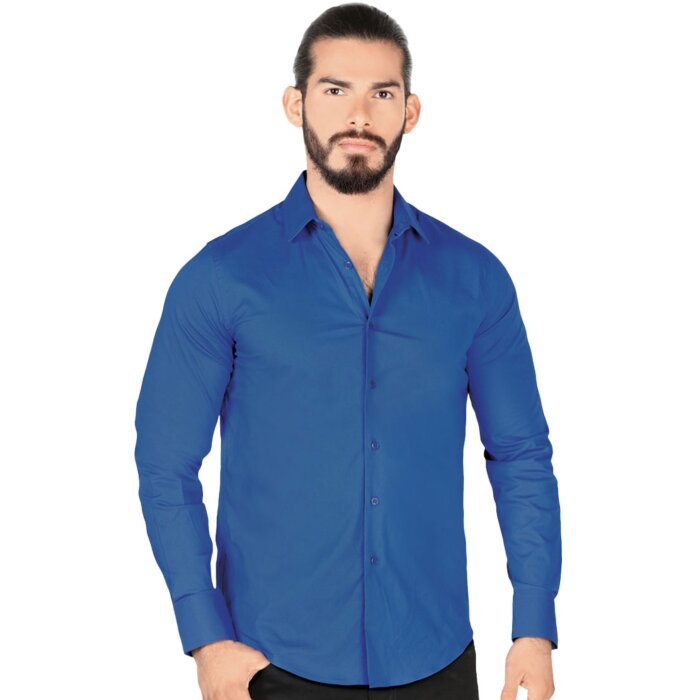 Camisa Clásica Color Azul Rey Liso Lamasini 1436