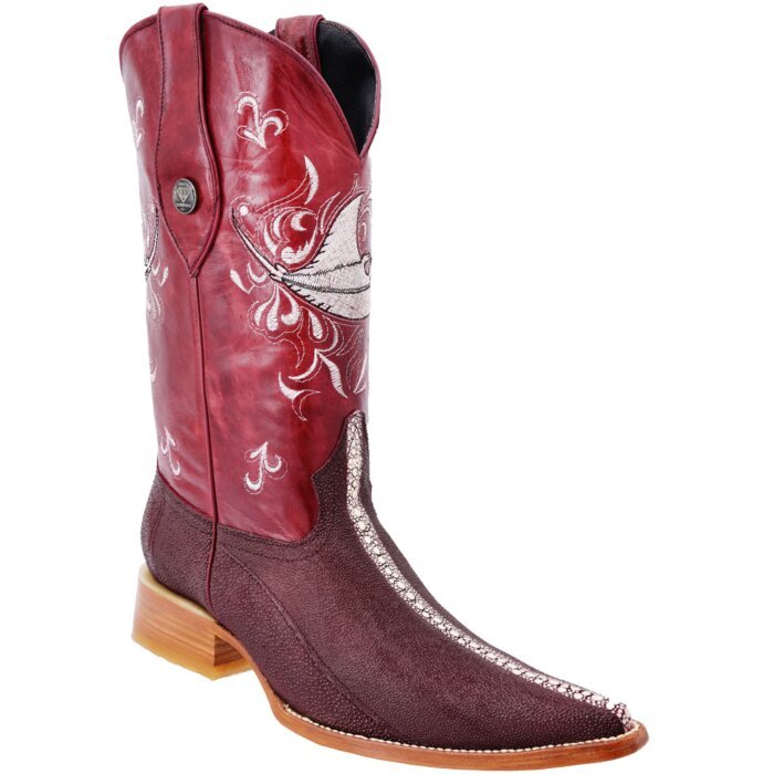 Botas Vaqueras 3X Grabado Mantarraya Color Vino WD 11-141