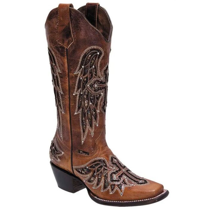 Bota Alta Para Dama Cruz Bordada Sergal 503 Miel