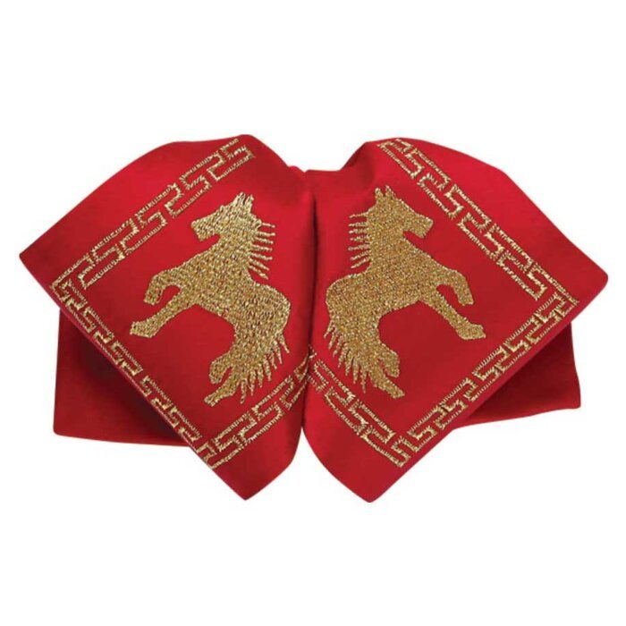 Moño Charro Rojo Bordado Oro 600122 Caballos