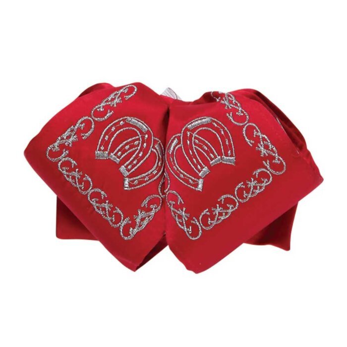 Moño Charro Bordado Rojo Diseño Herraduras 600128 Hecho En México