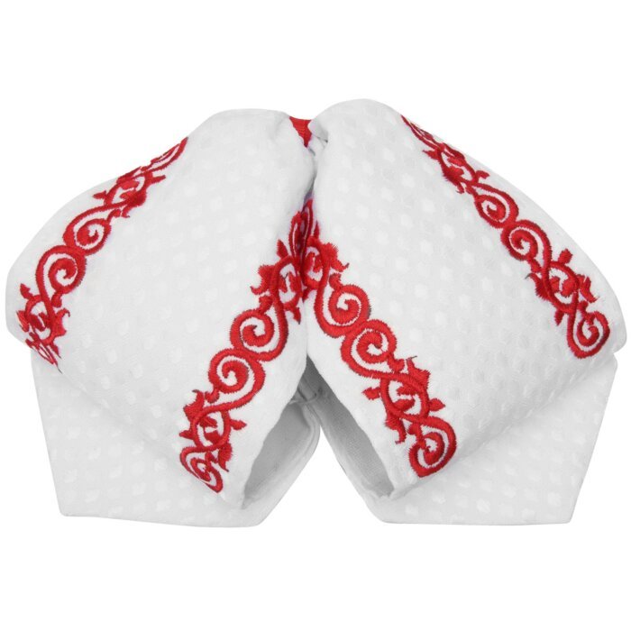 Moño Charro Blanco Fino Bordado Color Rojo WD 11-946