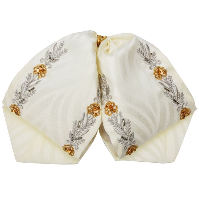 Moño Charro Crema Fino Con Flores Doradas WD 11-947