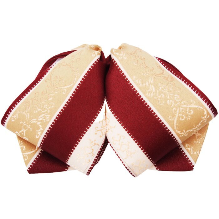 Moño Charro Fino Franjas Vino Y Beige WD 11-948