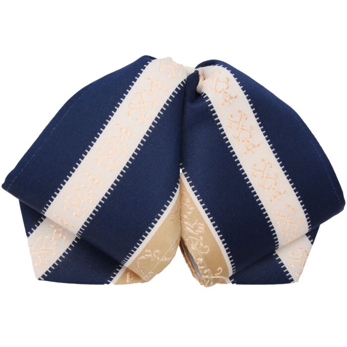Moño Charro Fino Franjas Color Navy Y Beige WD 11-949