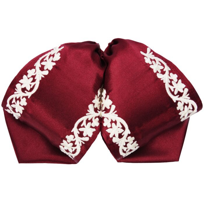 Moño Charro Color Vino Fino Bordado Blanco WD 11-951