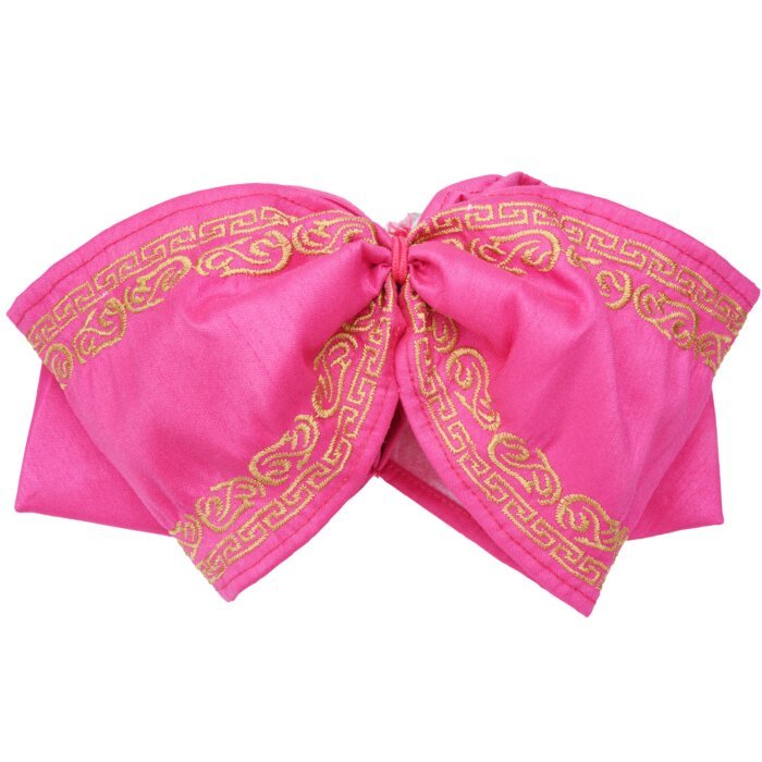 Moño Charro Rosa Económico Bordado Oro WD 11-992