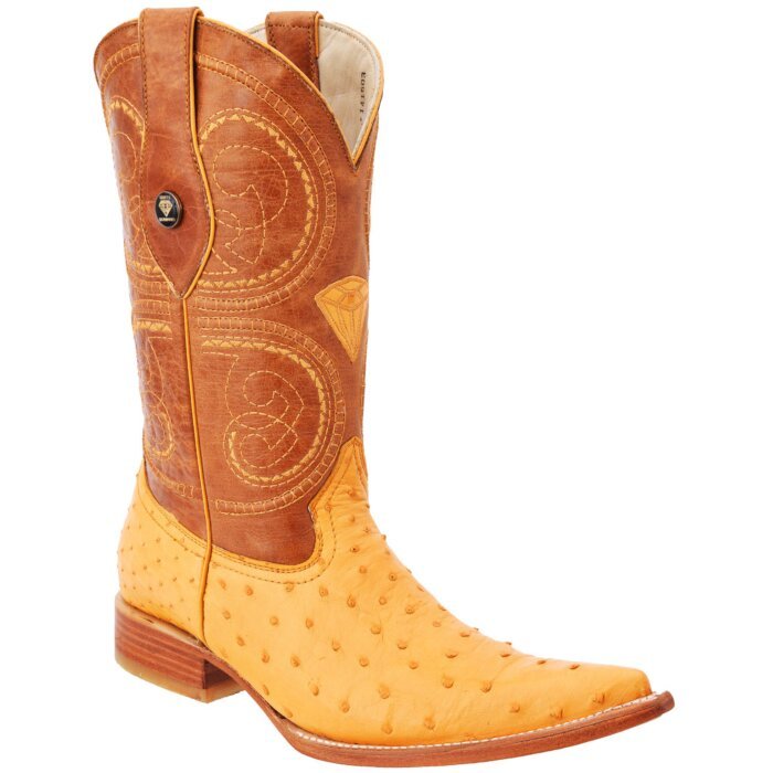 Men's Ostrich Traditional Cowboy Boots WD 11-031 Butter