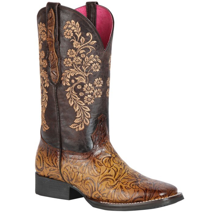 Bota Rodeo Piel Grabada Color Orix Para Mujer El General 44634