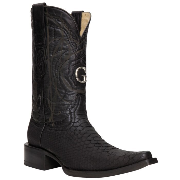 El General 45087 Python Black Boots with Versace Toe