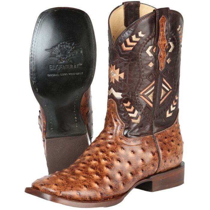 Botas Rodeo Imitación Avestruz Suela De Cuero 51239 Color Shedrón