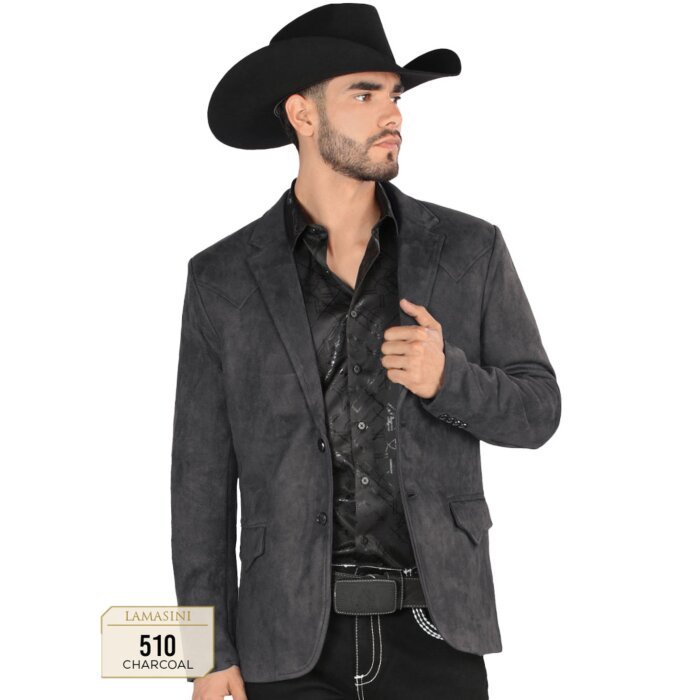 Saco Fino Color Charcoal De Gamuza Lamasini 510