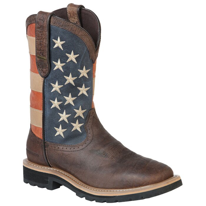 Bota Waterproof Para Trabajo Buff Color Café Oscuro Barras Y Estrellas