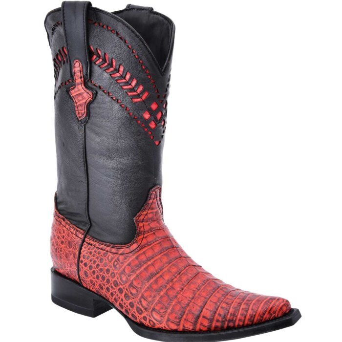 Men´s Western Exotic Boots, White Diamonds 036, Red Rustic.