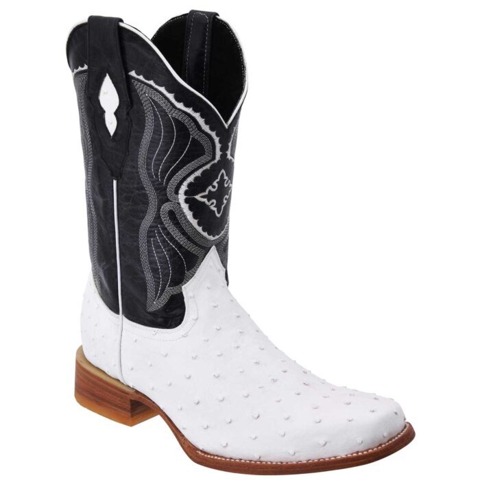 Botas Rodeo Piel Avestruz Clón Color Blanco WD 11-305