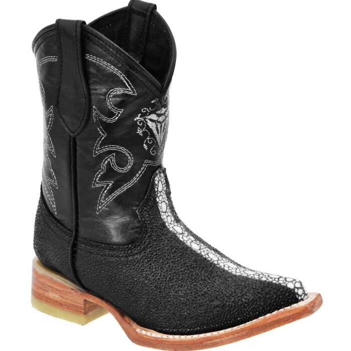 Botas Grabado Mantarraya Negras Para Niño WD 11-367