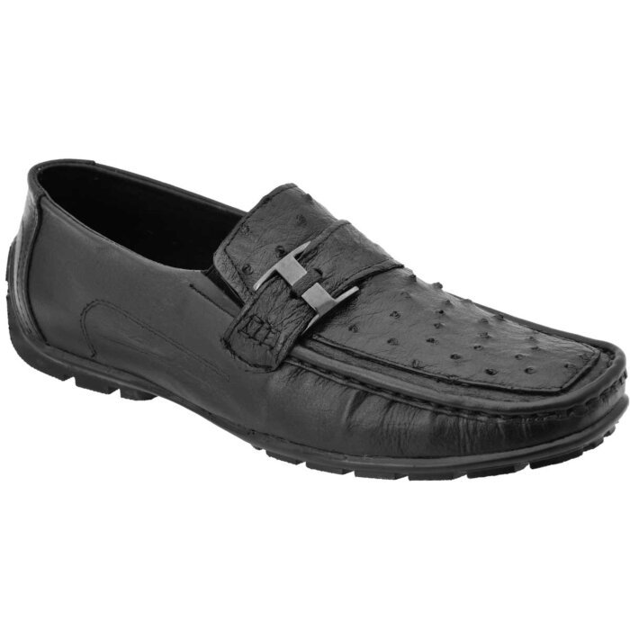 Men's Ostrich Leather Loafer Color Black WD 11-410