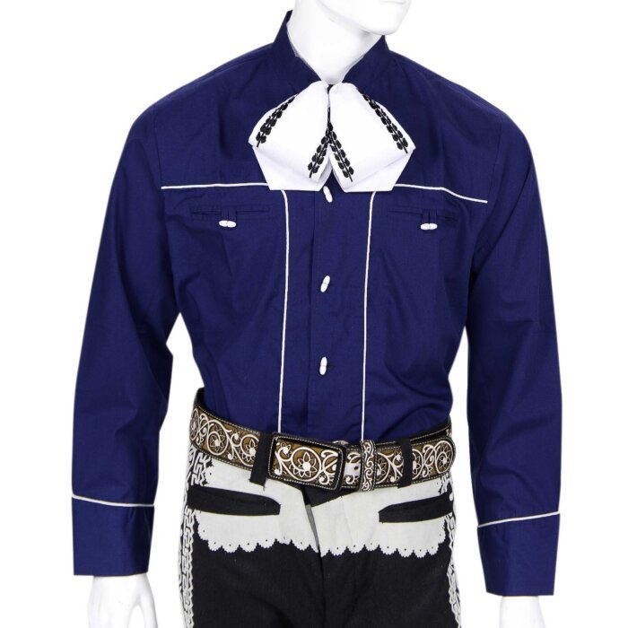 Camisa Azul Lisa Botón Tipo Hueso WD Boots 800