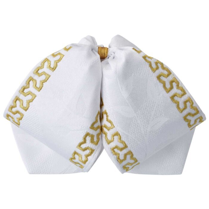 Moño Charro Fino Color Blanco Con Bordado Oro WD 11-970