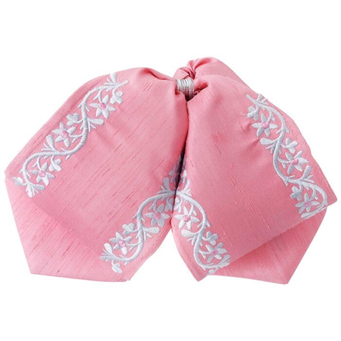 Moño Charro Fino Color Rosa Con Bordado Plata