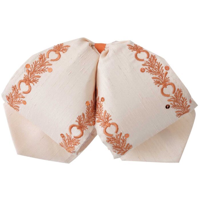 Moño Charro Fino Color Beige Con Bordado Mamey WD 11-974