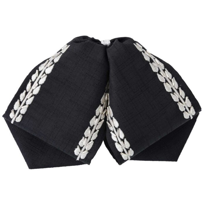 Moño Charro Fino Negro Bordado Blanco WD 11-981