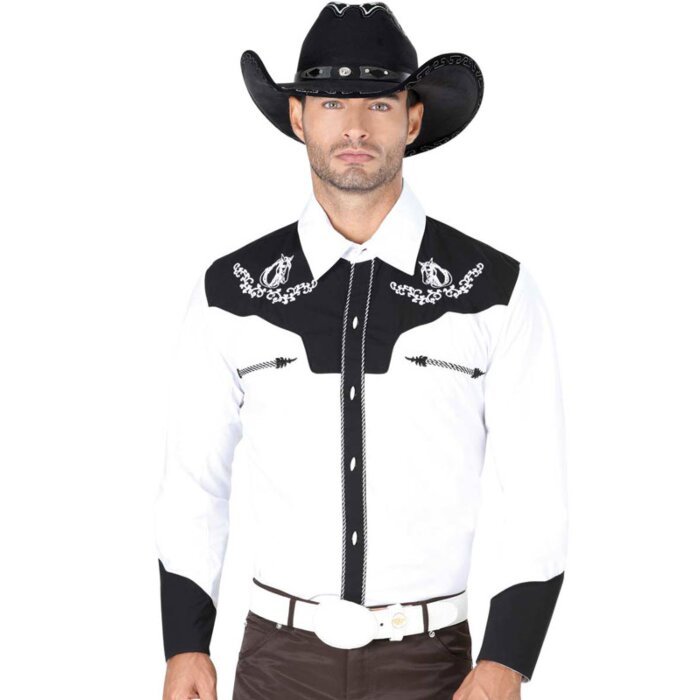 Camisa Charra Blanco Con Negro El General 35185