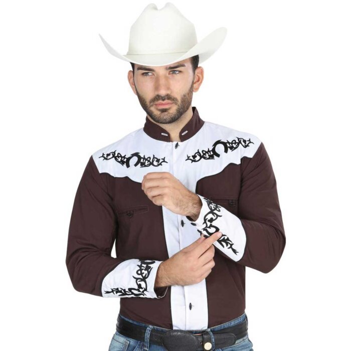 Camisa Charra Café Con Blanco El General 40793