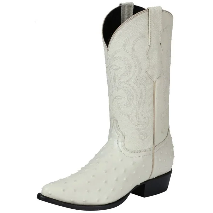 Botas Vaqueras Imitación Avestruz 40839 Color Hueso