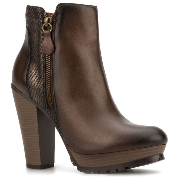 Botines Con Zipper Para Mujer Andrea 7057 Color Café Oscuro