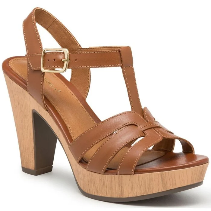 Zapatilla Abierta De Piel Para Mujer Andrea 8036 Color Miel 